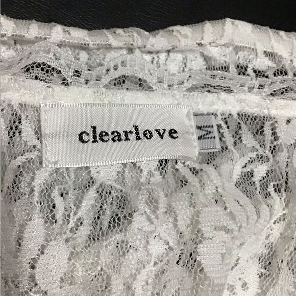 Clearlove White Sheer Lace Crop Top M - Picture 5 of 5